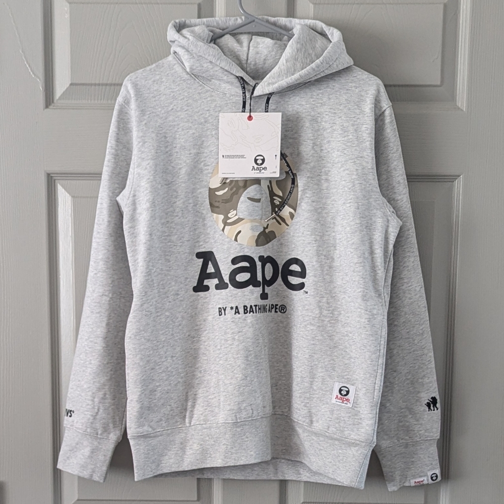 Bape Gray Hoodie with Camo Logo